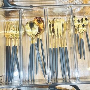 24 Piece Stainless Steel Cutlery (gold and black) NWT